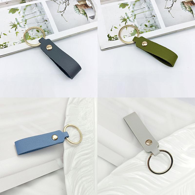 10Pcs New Pu Leather Keychain Simple Versatile Pendant Hand Strap Metal Car Keychain Couple Bag Ornaments