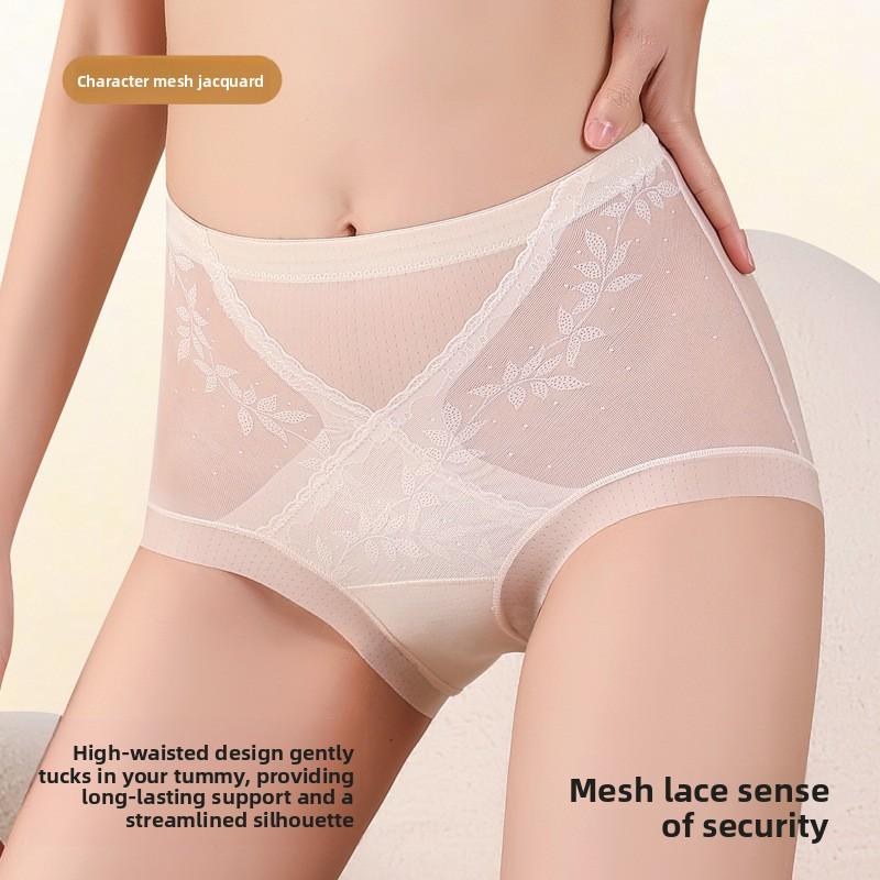 Ladies Spring and Autumn Cross Breathable Antibacterial Non Scar Body Shape High Waist Lift Hip Belly Triangle Briefs