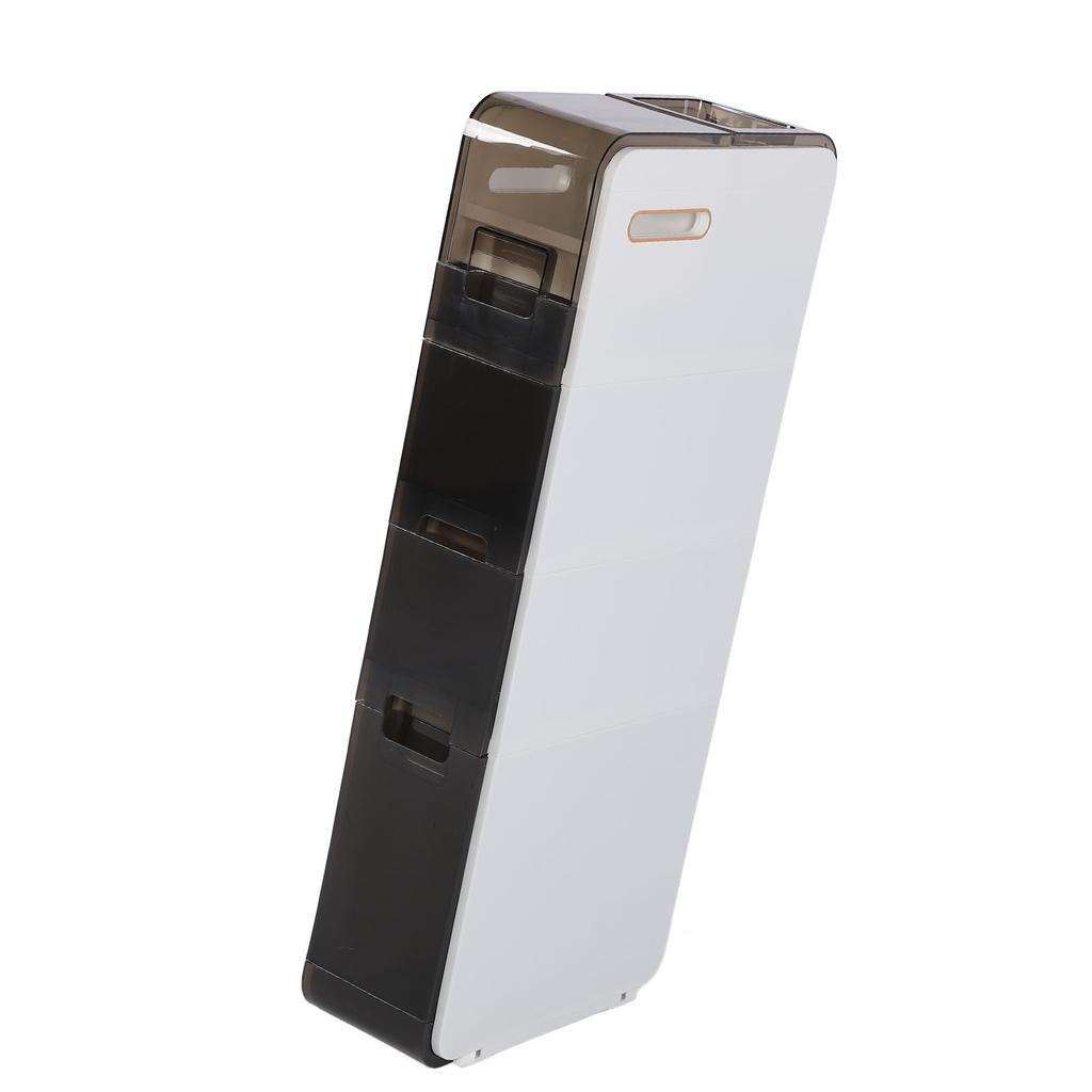 Narrow Slim Cabinet with Rolling Wheels Storage Floor Cabinet Side Organizer for Home Bathroom