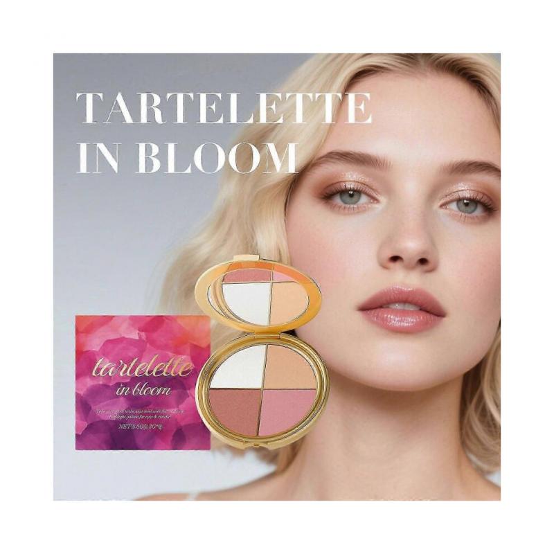 4barevná multifunkční paletka - Rozjasňovač a tvářenka s mikou a vitamínem E, 8,8 g - Přirozený lesk, Hedvábná textura, Cestovní balení se zrcátkem