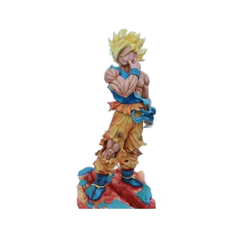 Super Saiyan Pinch Face Battle Damaged Goku Pvc Action Figure 38cm Collectable Dragon Ball With Blister Box Anime Fans Toy Gifts Premium Quality