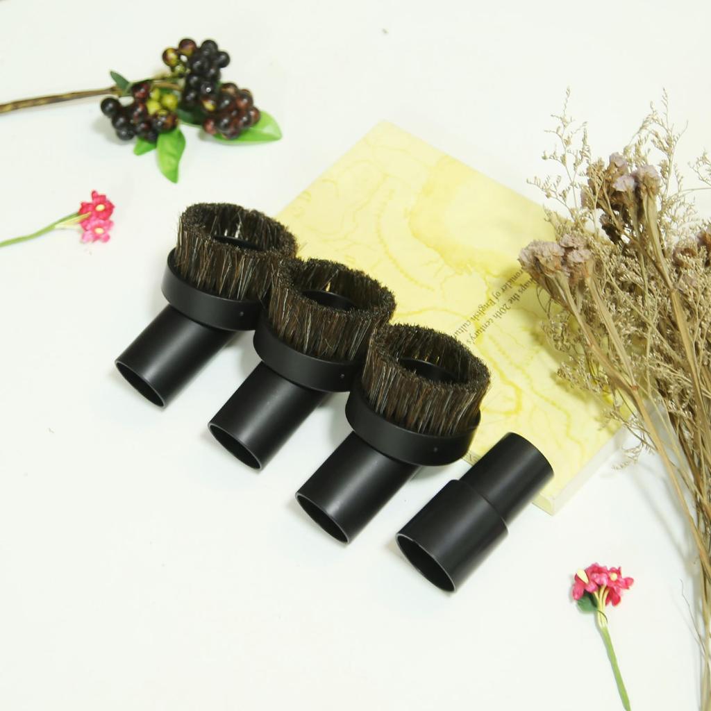 4pcs Durable Round Dust Brush & Hose Adapter for 1.25 Inch Cleaner Vacuum