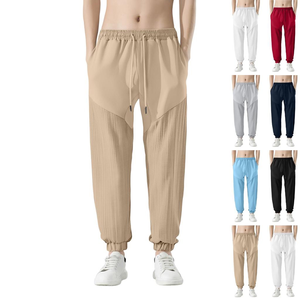 Men's Long Pants, Elastic Waist Drawstring, Lightweight, Slim Fit, With Pockets, Comfortable And Breathable Linen Long Pants