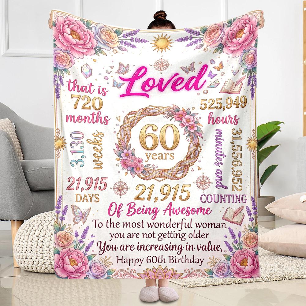 Happy 60th Birthday Celebration Blanket Ultra-Soft Great for Seaside Office Bed All-Season Use Warmthful Decor