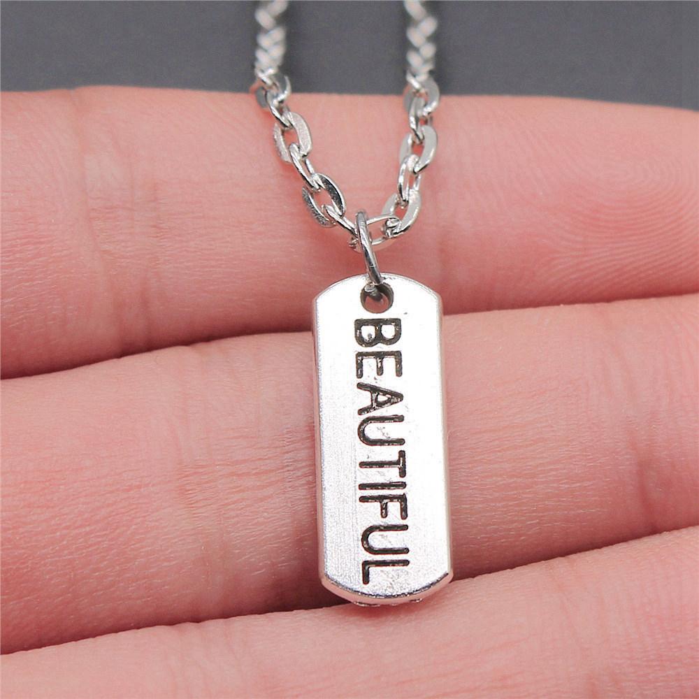 Strip Letter Initial Tags Pendant Antique Bronze Metal Men Collar Necklace New Arrival Gift
