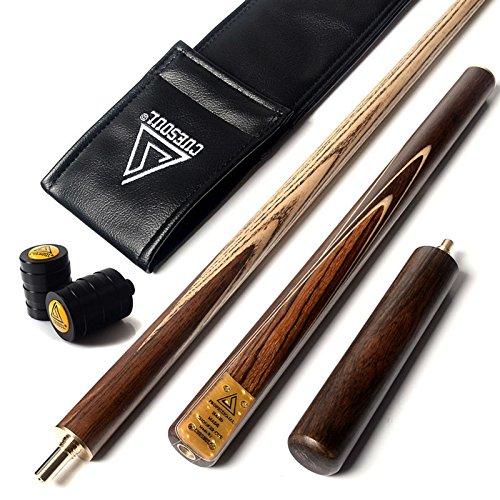 CUESOUL 57" Handcrafted 3/4 Jointed Snooker Cue with Extension, Joint Protector, and Leather Bag (Faux Leather) (D306)