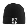 Six Seven 67 Minimal Number Design with Open Hands Knitted Hat Beanie Hats Elastic Adult Unisex Bonnet Hats Winter Caps Gift