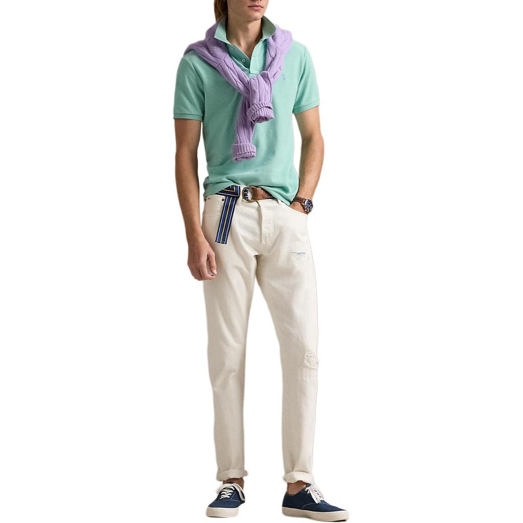 Polo Ralph Lauren Slim Fit Unifarbenes Poloshirt Herren Oberteile Grün MNPOKNI1N823414-300