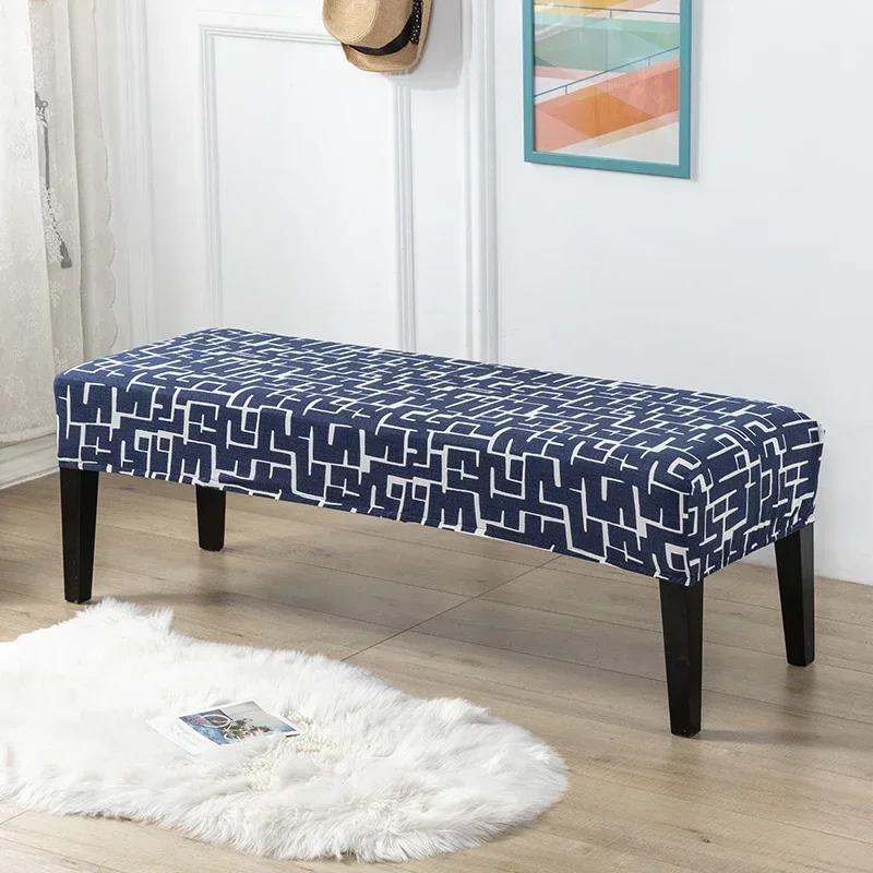 Leopard Printed Bench Cover Stretch Spandex Piano Stool Covers Rectangle Hotel Bed Long Stool Cover Bench Protector Slipcovers