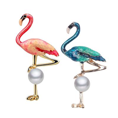 Vintage Classic Enamel Flamingo Bird Brooches For Women Unisex Fashion Animal Jewelry Metal Brooch Pins Party Gifts