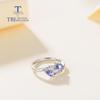 Cute Design Natural Tanzanite Jewelry Set Gemstone Simple Rings Earrings Jewelry Set 925 Sterling Sliver Fine Jewelry for Women
