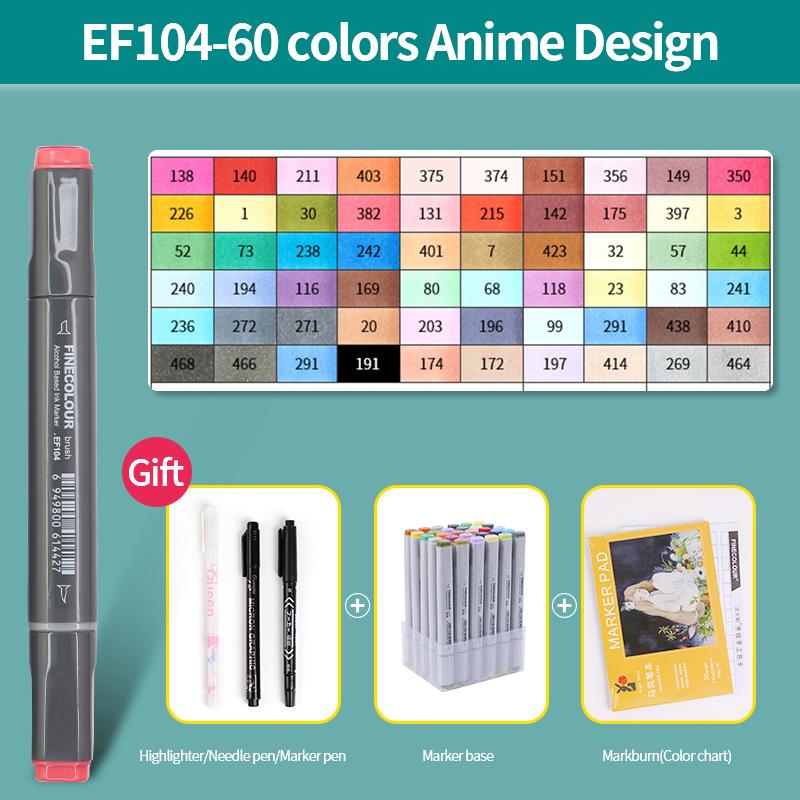 EF104 Double-Head Alcohol Marker Pens Sketch Design Marker Brush Pen Beginner Manga Graphic Drawing Art Supplies