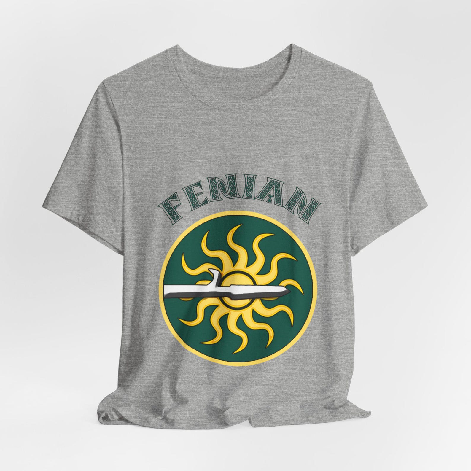 Fenian Sun Logo Tee | Celtic Sun Emblem T-Shirt Unisex Bella and Canvas S