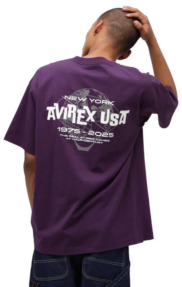 AVIREX Футболка с коротким рукавом с логотипом США мужская размер L 080 фиолетовая 783-5234002 8509₽