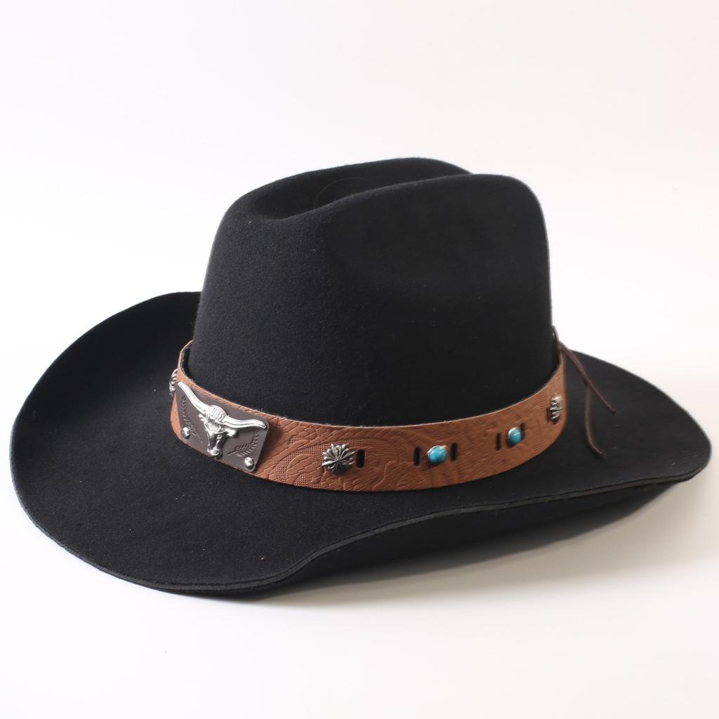 Popular European and American Classic Imitation Cashmere Felt Hat, Men's and Women's Fashion Seamless Edge Western Cowboy Hat