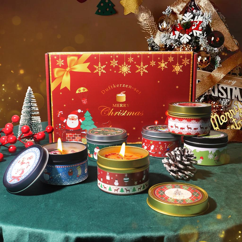 Christmas Scented Candle Gift Set - Soy Wax Aromatherapy Candles for Holiday Parties and Home Decor