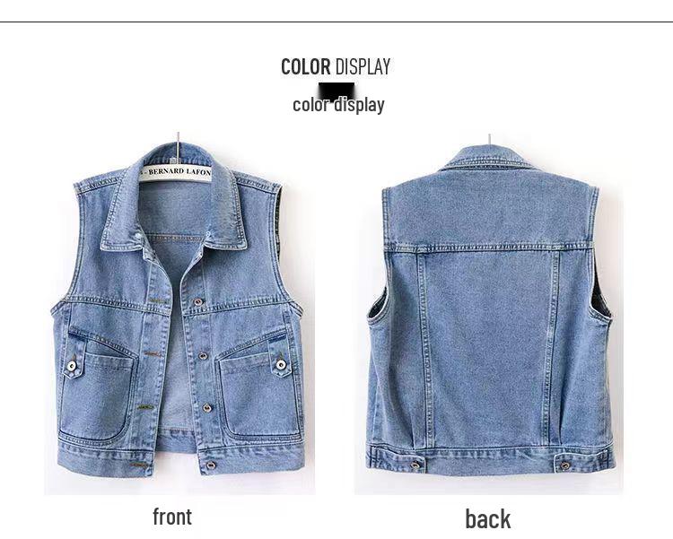 Damen Slim Denim Weste, Vielseitige Ärmellose Jacke mit Revers für Frühling/Herbst 2025