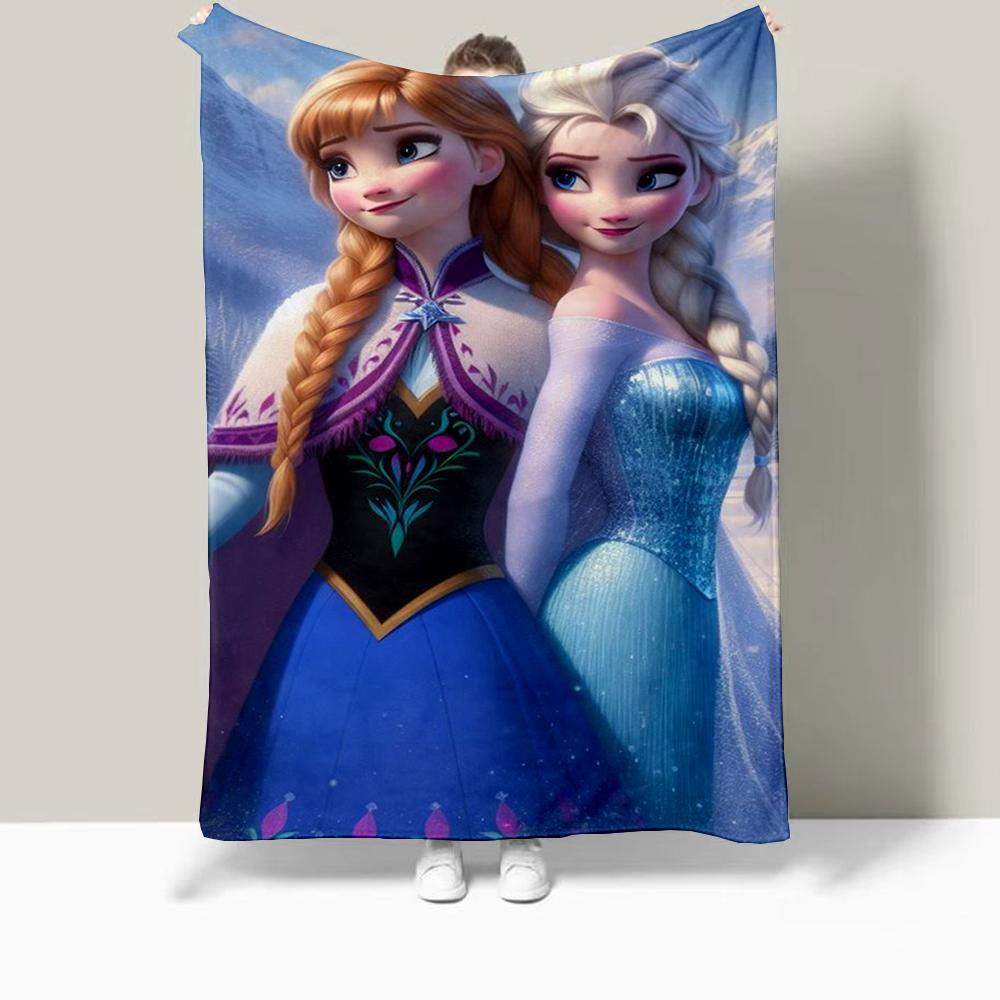 Frozen Elsa Cartoon Printed Blanket Oversized Bedding Sofa Soft Travel Warm Flannel Bedroom Blanket Children Girls Gift