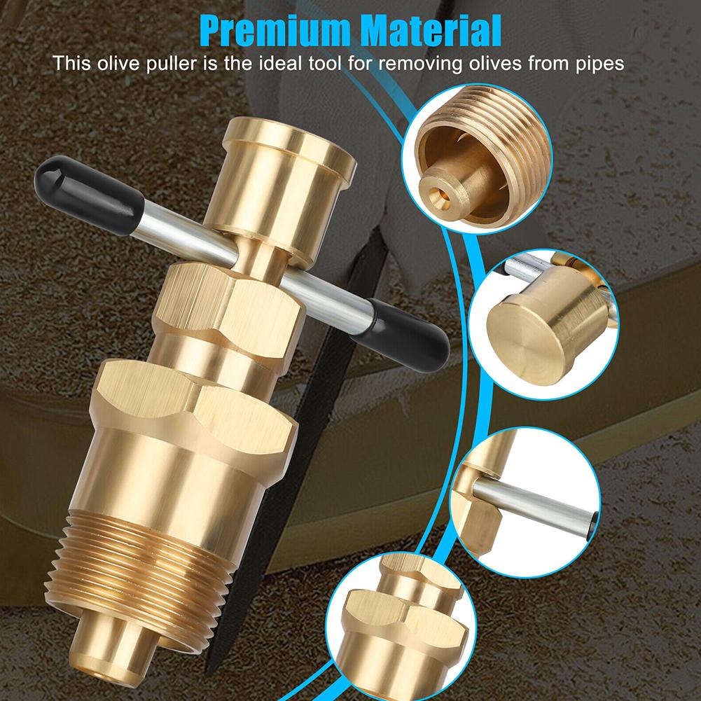 15mm 22mm Olive Remover Puller Removal Tool Solid Brass Copper Tube Fitting For Npt 1/2 Inch Npt 3/4 Inch Pipes