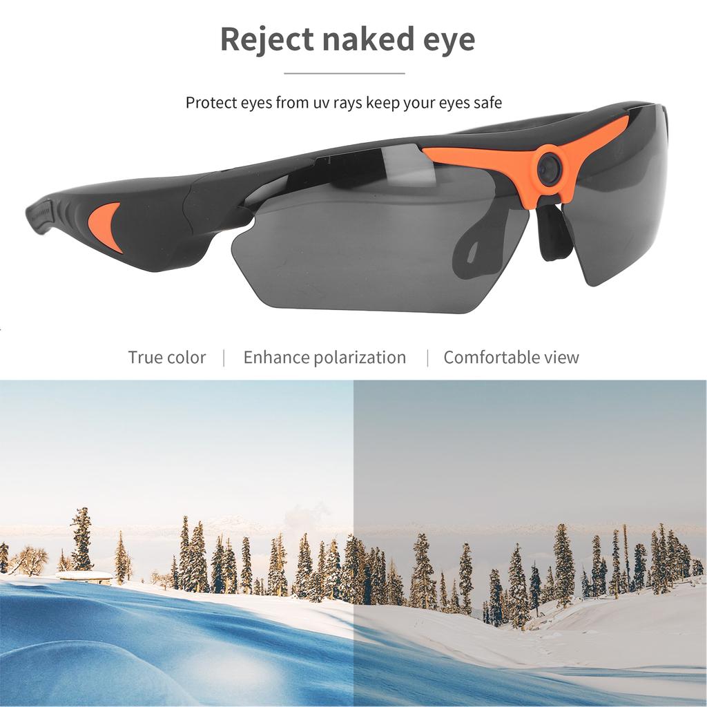 Camera Glasses Video Sunglasses 1080P Full HD Video Recording Shooting Camera Glasses for Cycling Driving Hiking Fishing Hunting