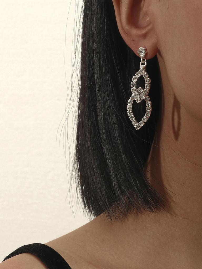 Premium super flash full diamond long fringed earrings