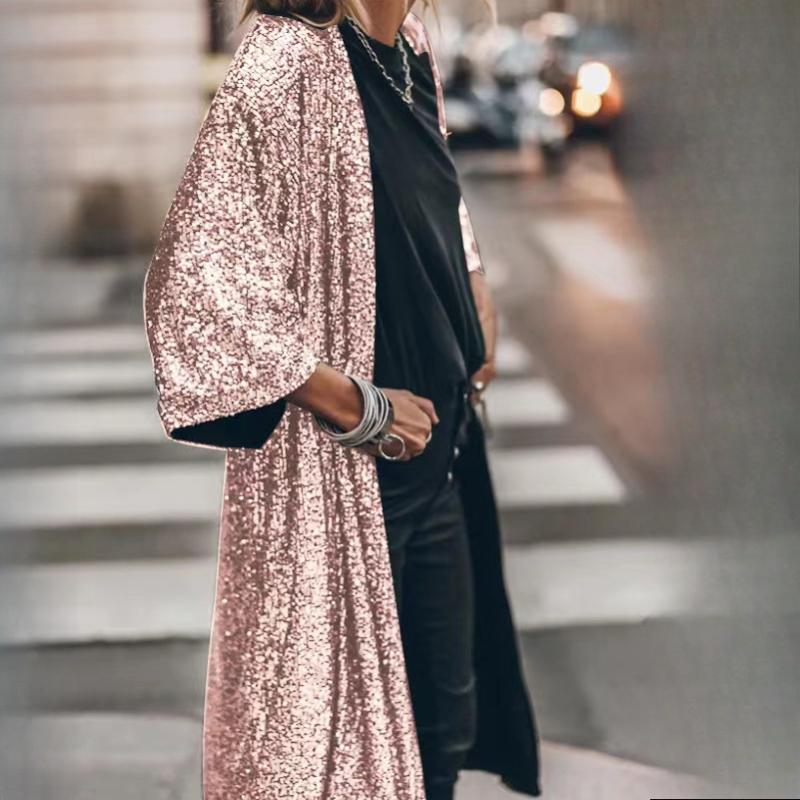 

Женские модные повседневные осенне-зимние кардиганы с длинным рукавом L розовый