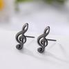 My Shape Music Note Stud Earrings for Men Women Black Color Stainless Steel Earring Punk Fashion Jewelry Pendientes Mujer 2022