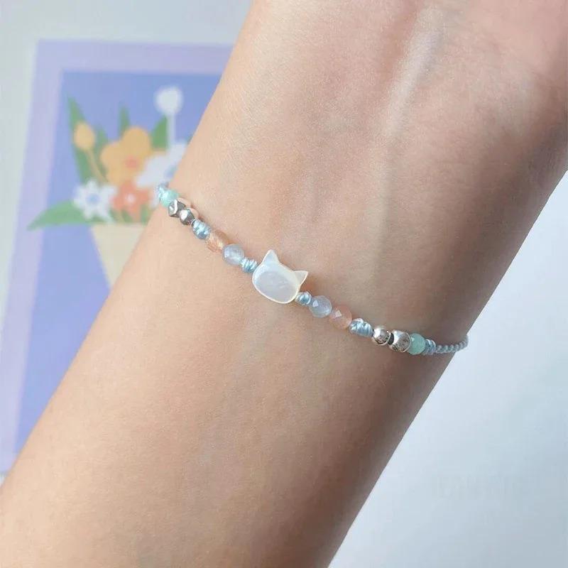 Natural Handmade Cute Cat Bracelet Unique Stylish Hand Rope for Women Men Beaded Woven Bracelet Wrist Jewelry Decorations Gifts
