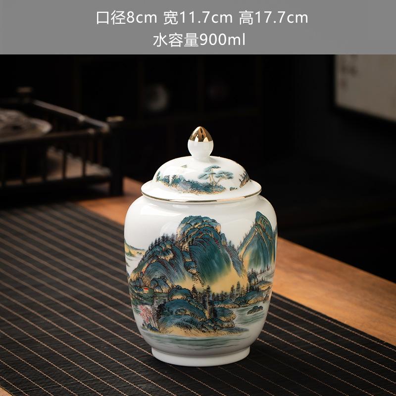 Blue and White Ceramic Sealed Jar Candy Coffee Storage General Jar Household Moisture-proof Tea Jars Tea Packaging Jars Tea Box