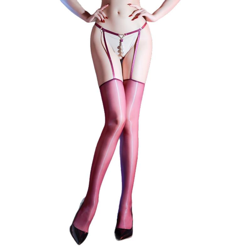 Temptation Sexy Grande Perla Massaggio Laccio Erotico Collant Lucidi Ultra-sottili Lisci Minimalisti Pezzo Unico Collant da Letto