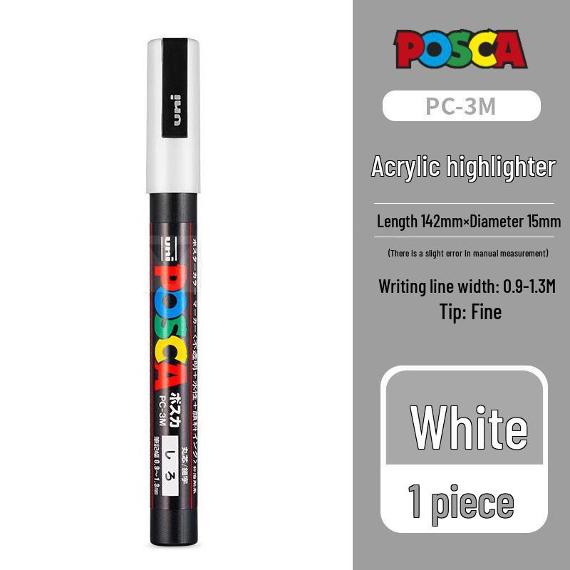 Mitsubishi White Highlight Pen - Acrylic Marker for DIY Hand-Painted Art on Black Cards