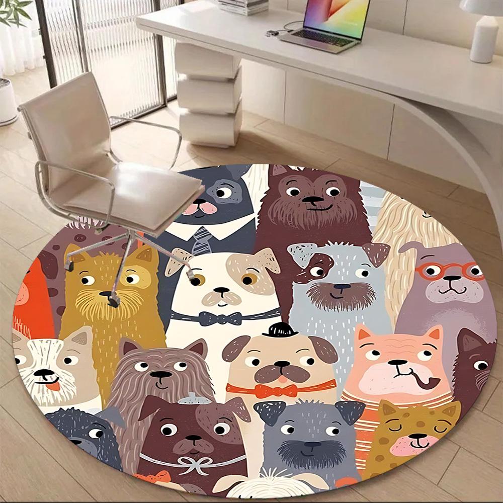 1pc Dogs Pets Office Round Area Rug, Indoor Mat Suitable ForOffice, Under Office Chairs Bedroom Living Room Home Decor, Room Deco, n45