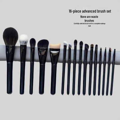 16-teiliges Make-up Pinselset: Puder-, Kontur-, Foundation-, Highlighter-, Lidschattenpinsel für Anfänger