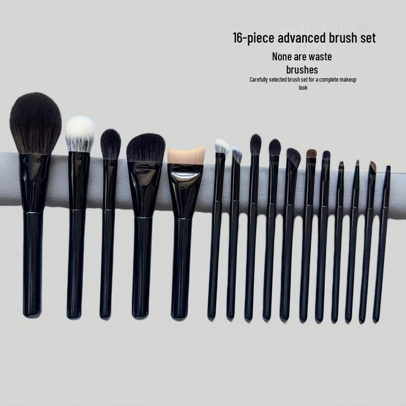 16-Piece Makeup Brush Set: Powder, Contour, Foundation, Highlighter, Eyeshadow Brushes for Beginners