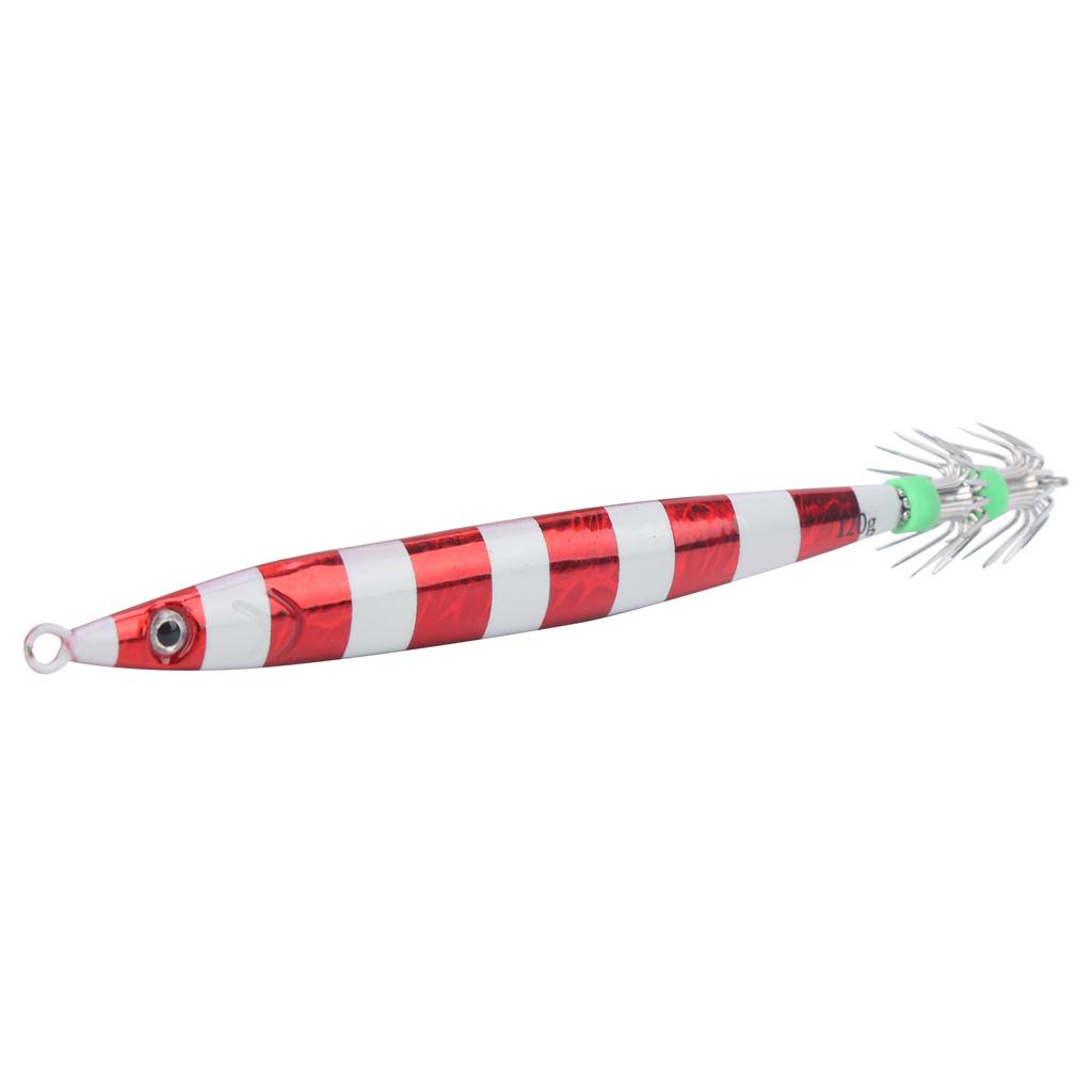 Artificial Baits Fishing Metal Lure Luminous Squid Jigs Lifelike Swimbait with HookRed