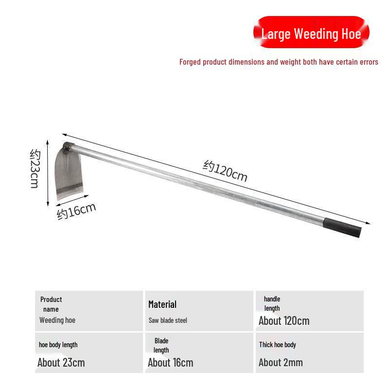 Long-Handled Steel Gardening Hoe for Weeding, Digging, and Turning Soil