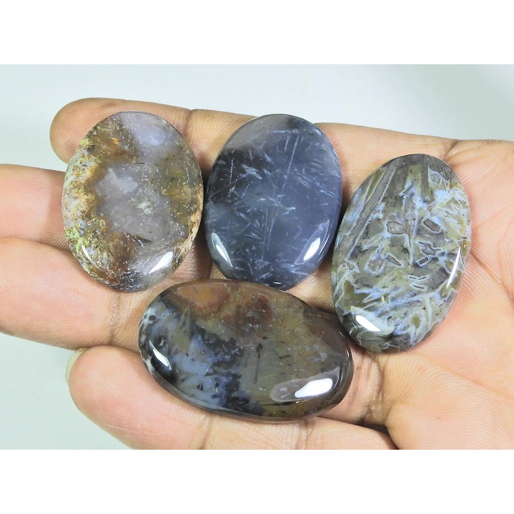 186Cts. Natural Turkish Stick Agate Oval Cabochon Loose Gesmtone 4 Pcs Lot A-205