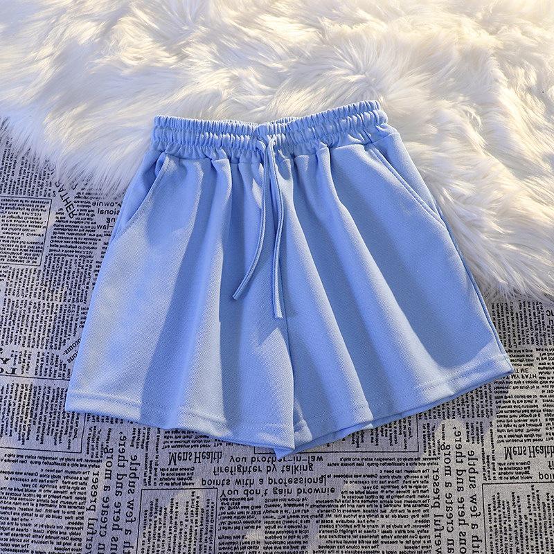 

2025 Women s High-Waisted Loose American Style Casual Sports Shorts - Solid Color Summer Hot Pants M (95-110 pounds)