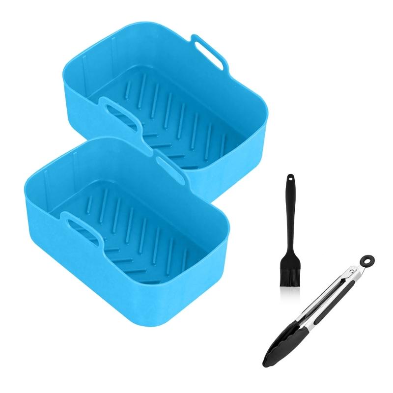 Replacement Baking Tray Air Fryer Silicone Liners Square Food Safe Non Stick Air Fryer Oven Basket Reusable Baking Tray