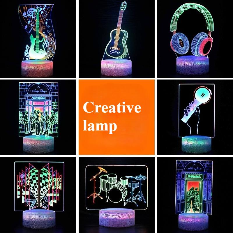Music Taylor Guitar Music Note Earphones Series Ambient Light Usb Colorful Rgb Night Light Small Desk Lamp