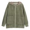 2024 Autumn Women's Plus Size Hooded Corduroy Jacket - Korean Style