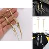 Long Alloy Earrings With Chain Tassel Design For Modern Unisex Fashion And Party Accessory
