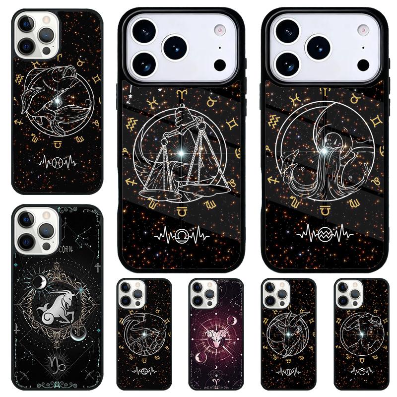 Cartoon Zodiac Phone Case for iPhone 17 Air 16 15 11 12 14 13 Pro Max Shockproof Cover