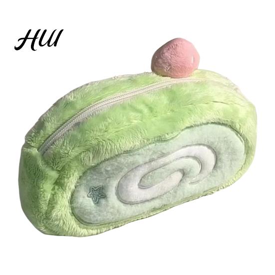 Vibrant Zipper Pencil Case Plush Large Capacity Stationery Bag Creative Pouch Storage Box Cute Makeup Gift for Friends Zippered Holder