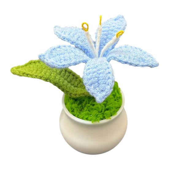 Tığ İşi Saksı Bitkileri Yapay Örgü Zambak Çiçeği Saksısıyla Birlikte El Yapımı Çiçek Hediyesi Anneye Öğretmene Kadın Arkadaşlara Doğum Günü Yıldönümü