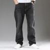 Men's  Loose Jeans Classic Straight Gray Black Business Casual Elasticity Cotton Denim Trousers Plus Size 40