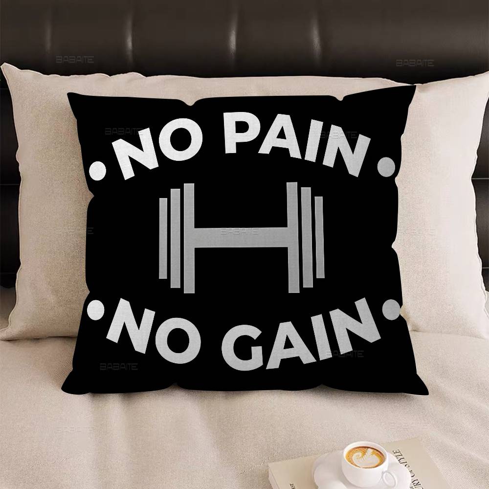 

No Pain No Gain GYM Cushion Cover Pillow Cover Decor Pillowcase Printed Cushion Case For Couch 12x12Inch
