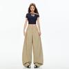 Army Green Retro Wide-Leg Scimitar Jeans with Large Pockets for Women - Summer/Autumn 2025 Collection