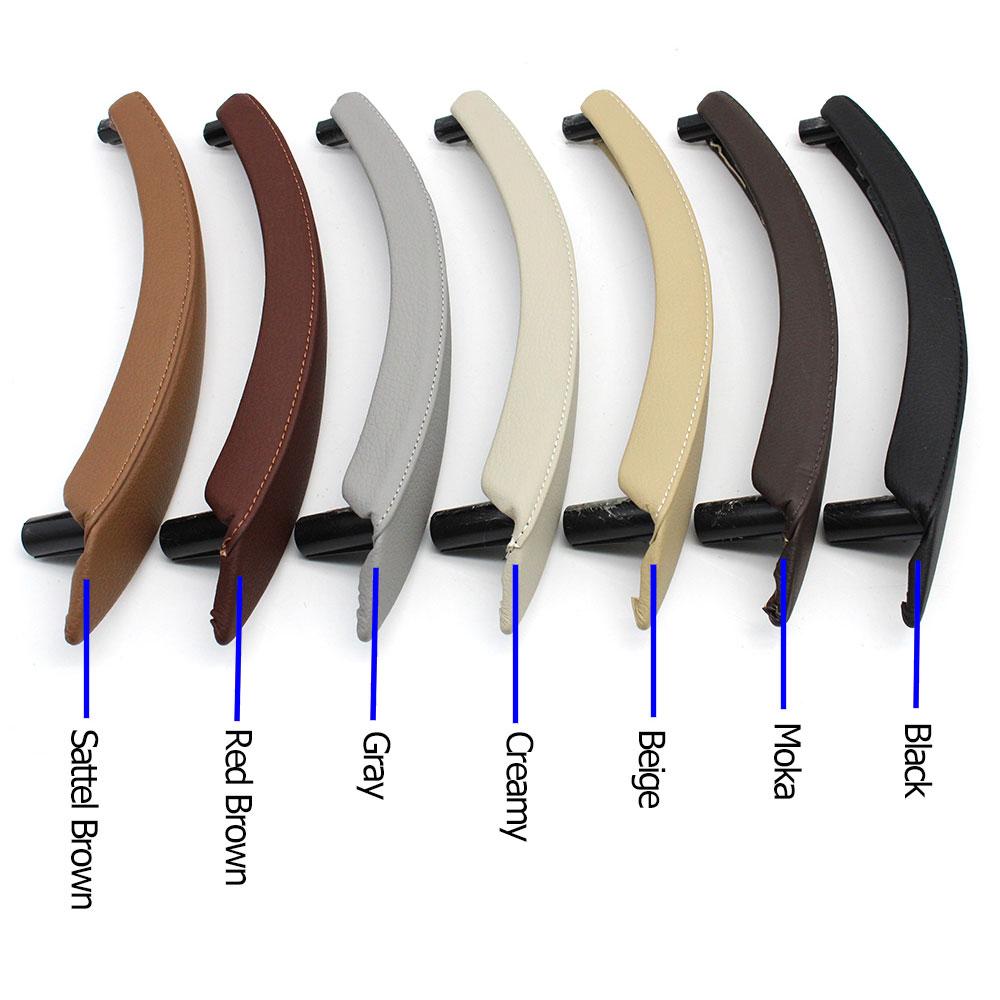 Inner Car Black Beige Left Right Passenger Door Pull Handle Leather Cover Trim Replacement For BMW X5 X6 E70 E71 E72