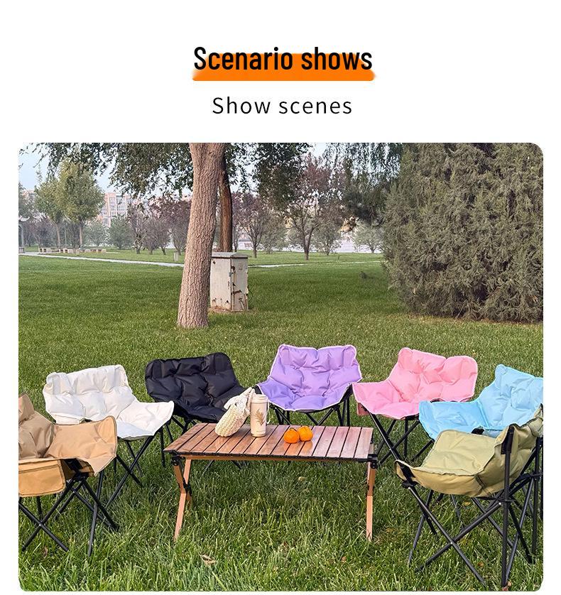Outdoor Padded Folding Moon Chair - Low Back, Portable for Camping & Picnic
